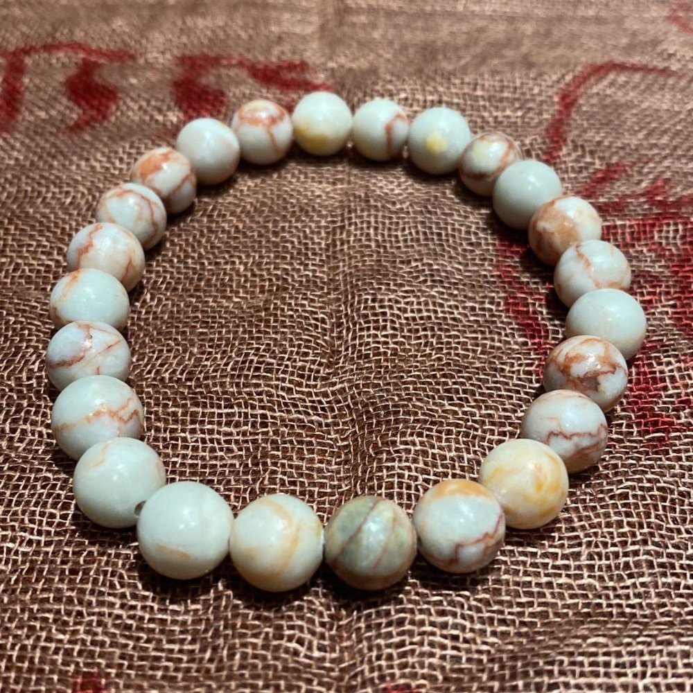 8MM Indonesian Picture Jasper Bead Stretchy Bracelet